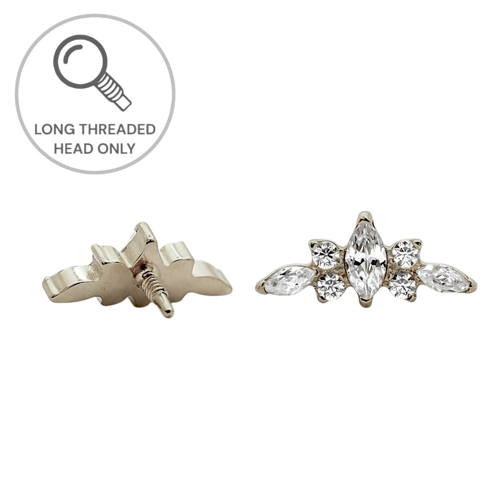 ראש מעוצב- שלוש מרקיזות בעיטור זירקונים- מיניאטורי (גודל כולל- 8ממ)