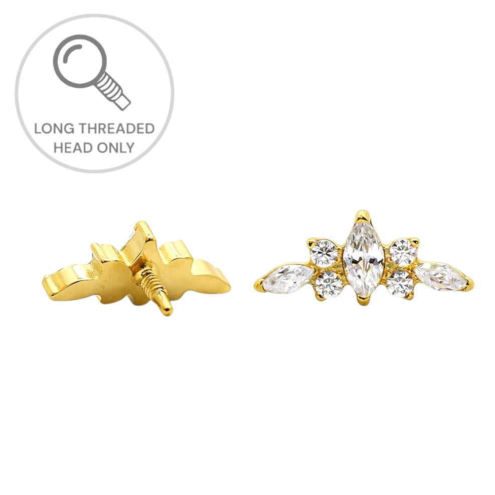 ראש מעוצב- שלוש מרקיזות בעיטור זירקונים- מיניאטורי (גודל כולל- 8ממ)