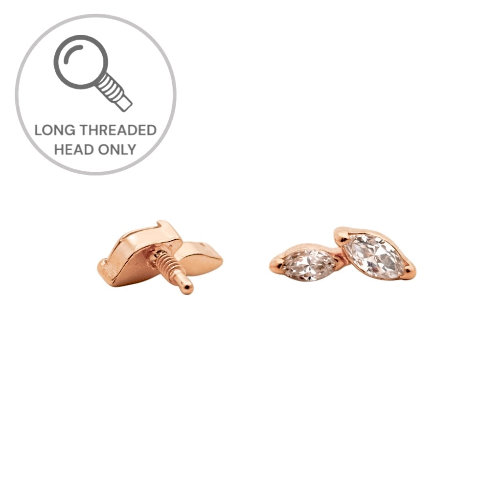 ראש מעוצב- שתי מרקיזות מיניאטוריות מונחות (גודל כולל- 5ממ)