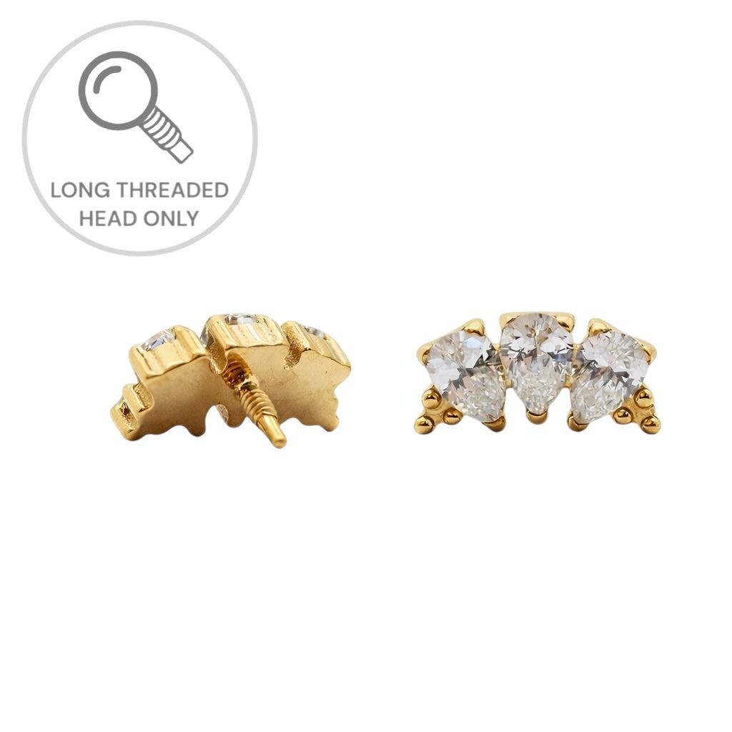 ראש מעוצב- שלוש טיפות בעיטור נקודות (גודל כולל- 7ממ)