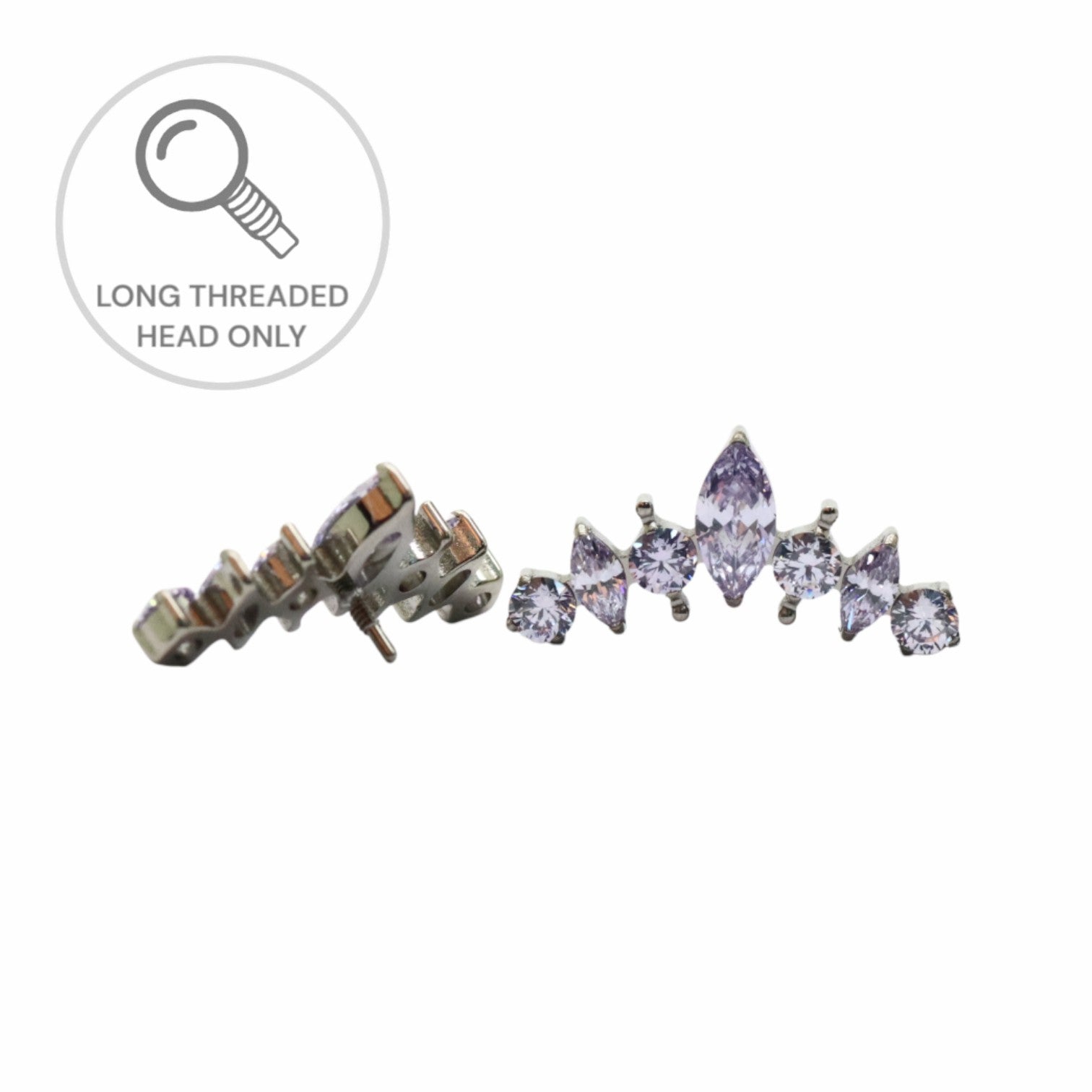 ראש מעוצב- מרקיזות וזירקונים- סגול בהיר (גודל כולל 1.7סמ)