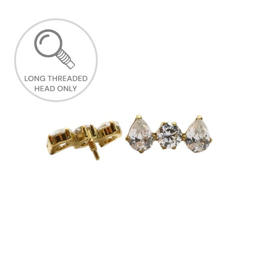 ראש מעוצב- שתי טיפות וזירקון מרכזי (גודל כולל 10ממ)