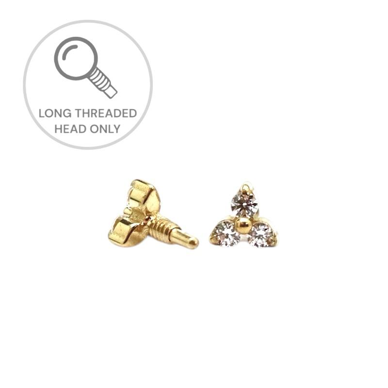 ראש מעוצב שלושה זירקונים קטנים מאוד במשולש (1.5ממ לזירקון)