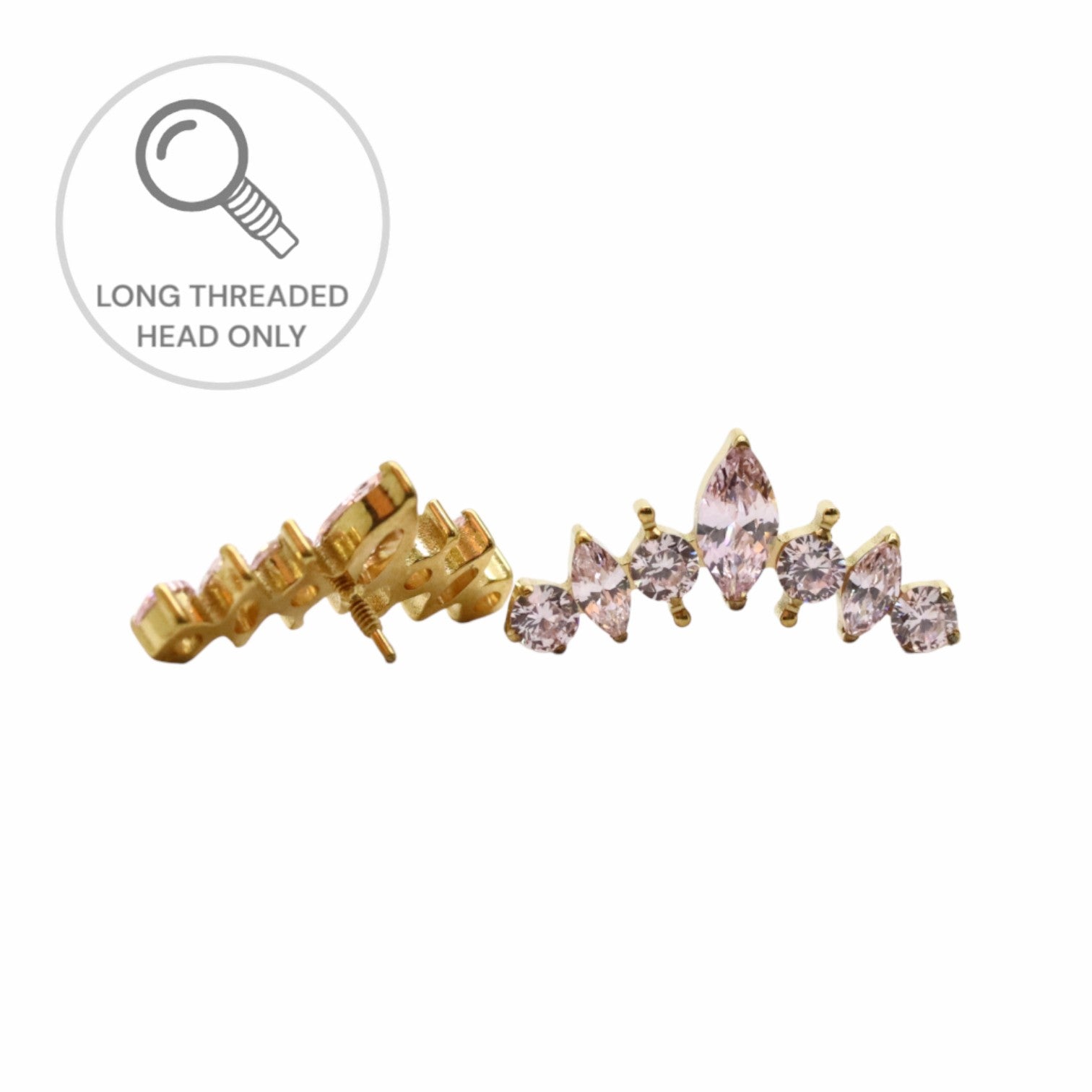 ראש מעוצב- מרקיזות וזירקונים- ורוד (גודל כולל 1.7סמ)