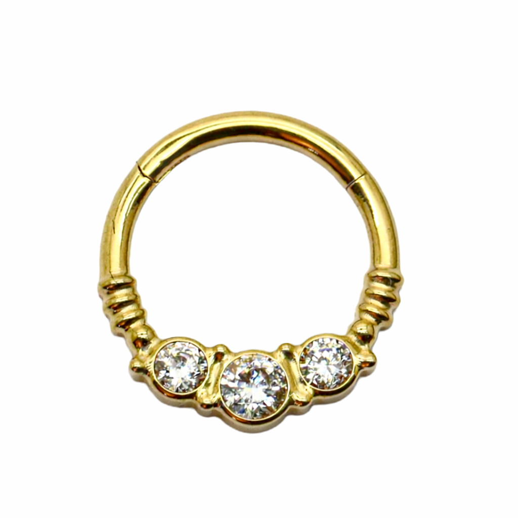 1.2*9 קליקר טיטניום שלושה זירקונים ועיטורים אתניים