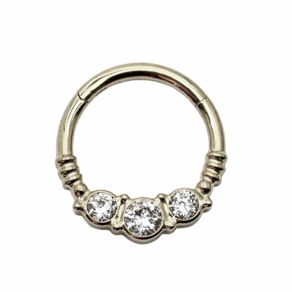 1.2*9 קליקר טיטניום שלושה זירקונים ועיטורים אתניים