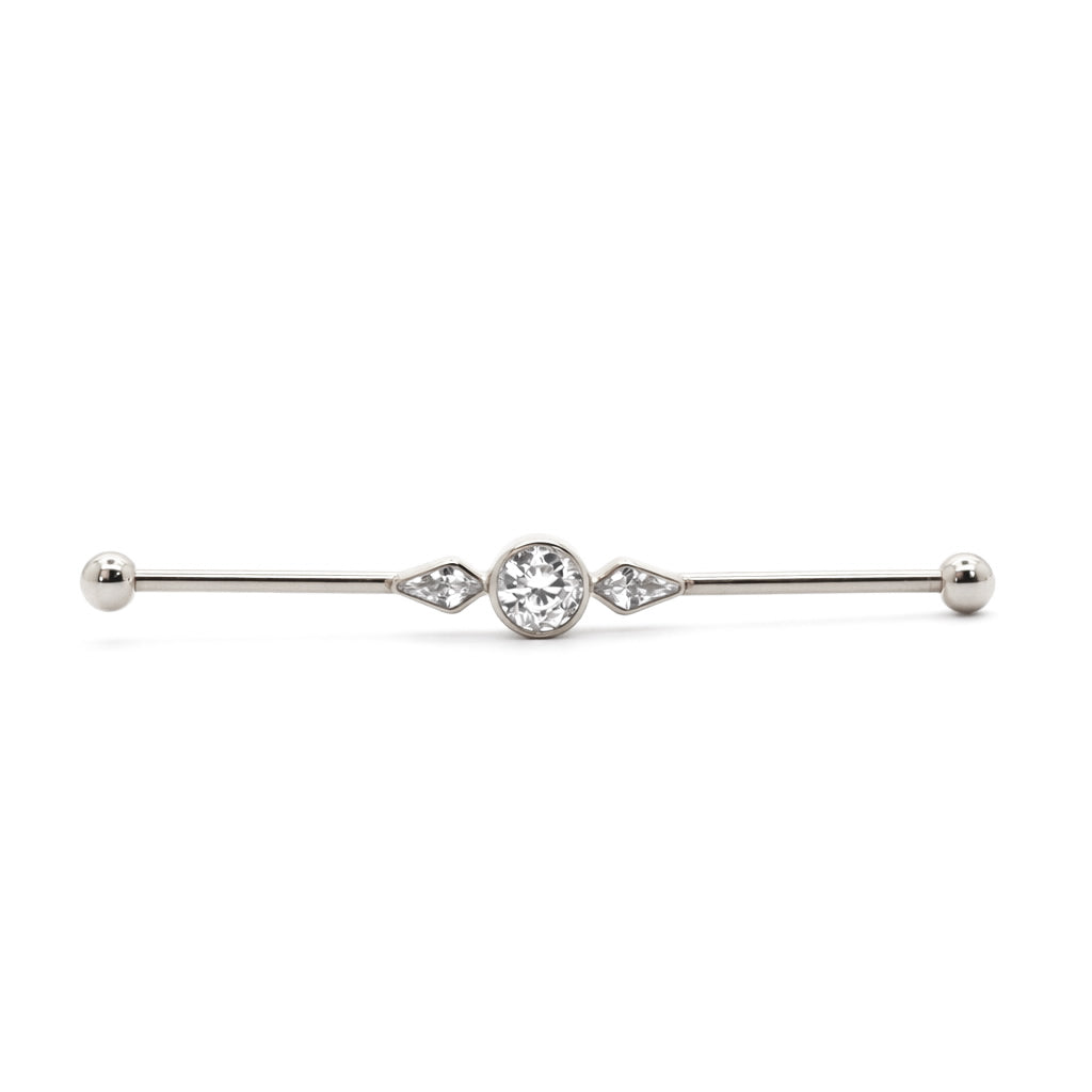 אינדסטריאל מעוצב-זירקון עגול ומעויין מכל צד 1.2*38