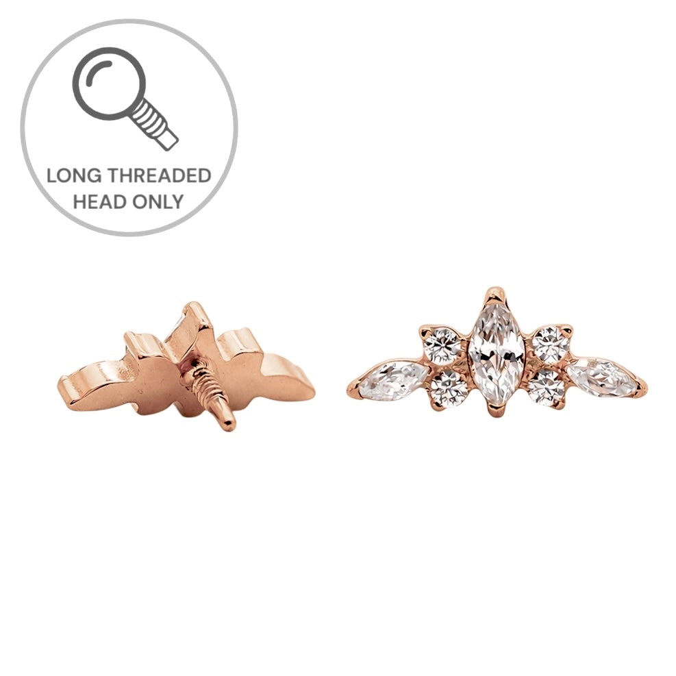 ראש מעוצב- שלוש מרקיזות בעיטור זירקונים- מיניאטורי (גודל כולל- 8ממ)