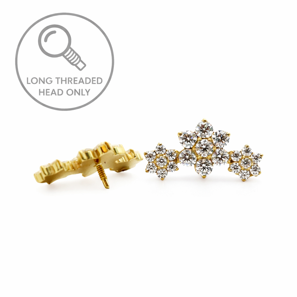 ראש מעוצב- שלושה פרחים צמודים (גודל כולל 1.5ס"מ)