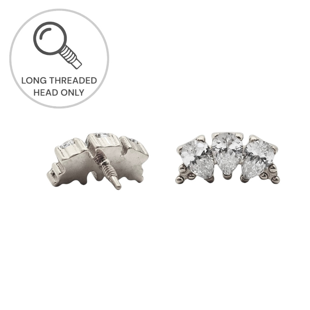 ראש מעוצב- שלוש טיפות בעיטור נקודות (גודל כולל- 7ממ)