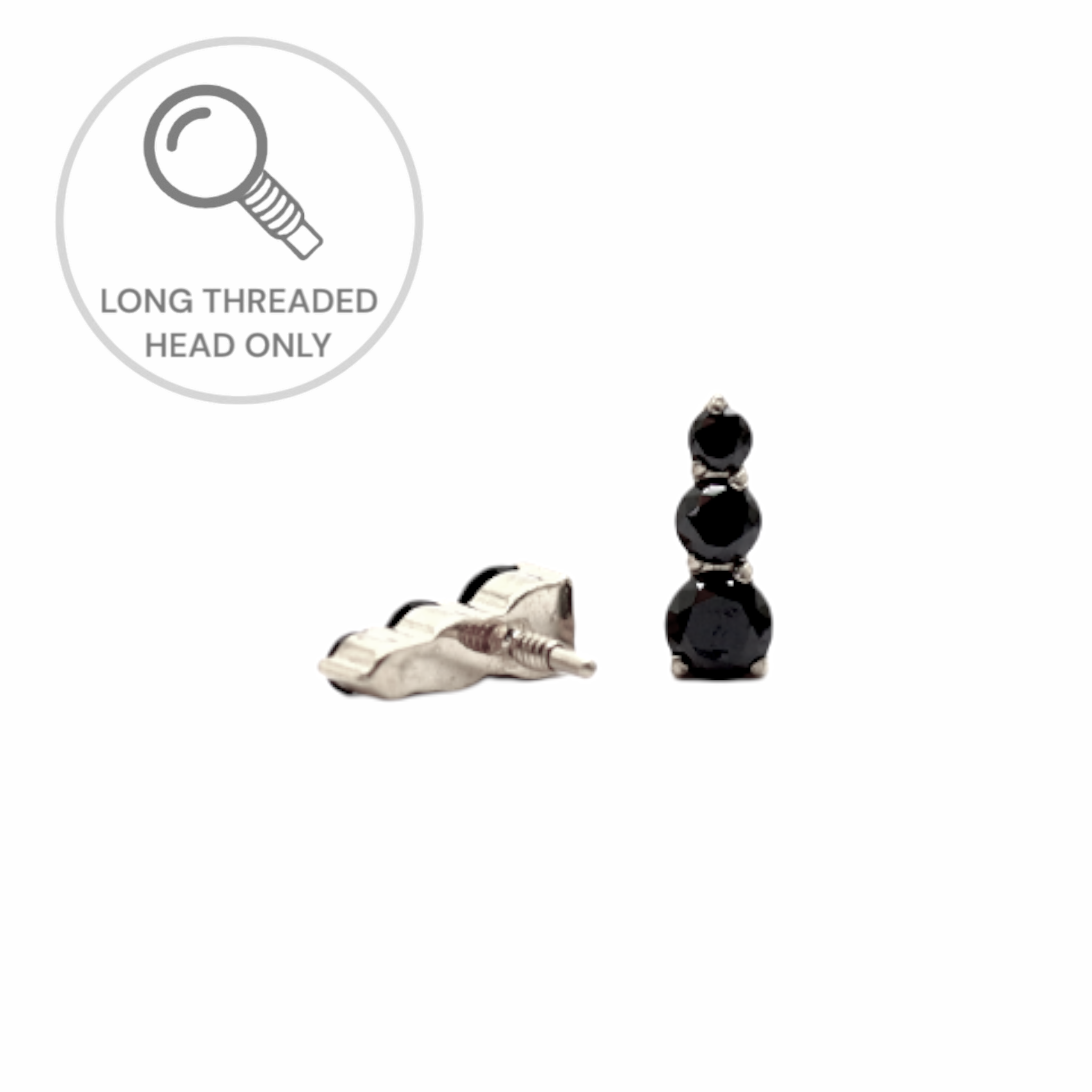 ראש מעוצב- שלושה זירקונים שחורים בשורה (1.5,2,2.5)