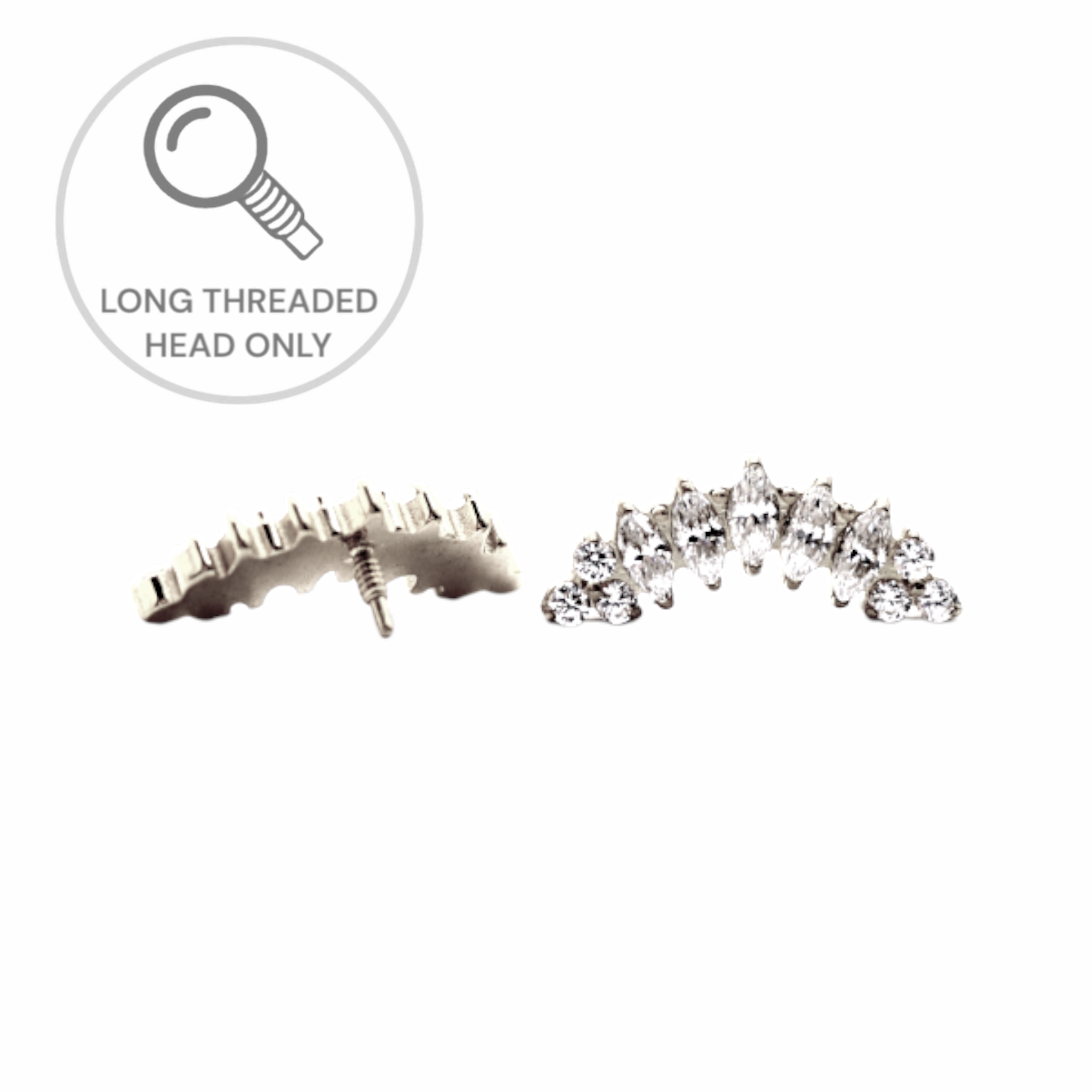 ראש מעוצב- חמש מרקיזות ועיטור זירקונים (גודל כולל 1.2ס"מ)