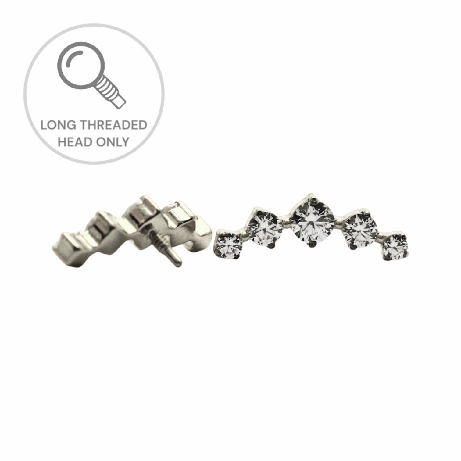 ראש מעוצב- חמישה זירקונים ונקודות (2.5,2,1.5ממ)