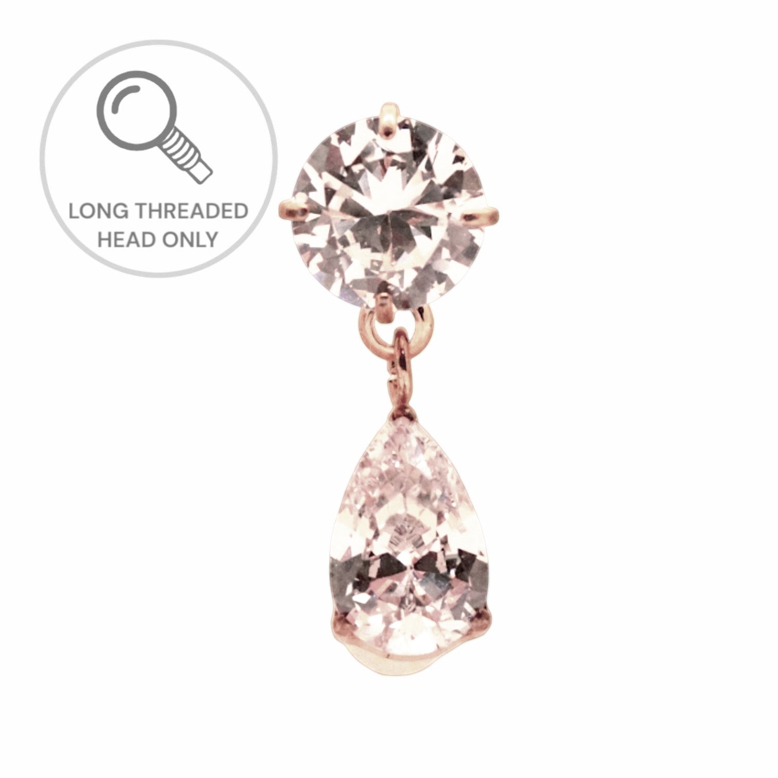 ראש מעוצב-זירקון 5ממ עם צ'ארם טיפה