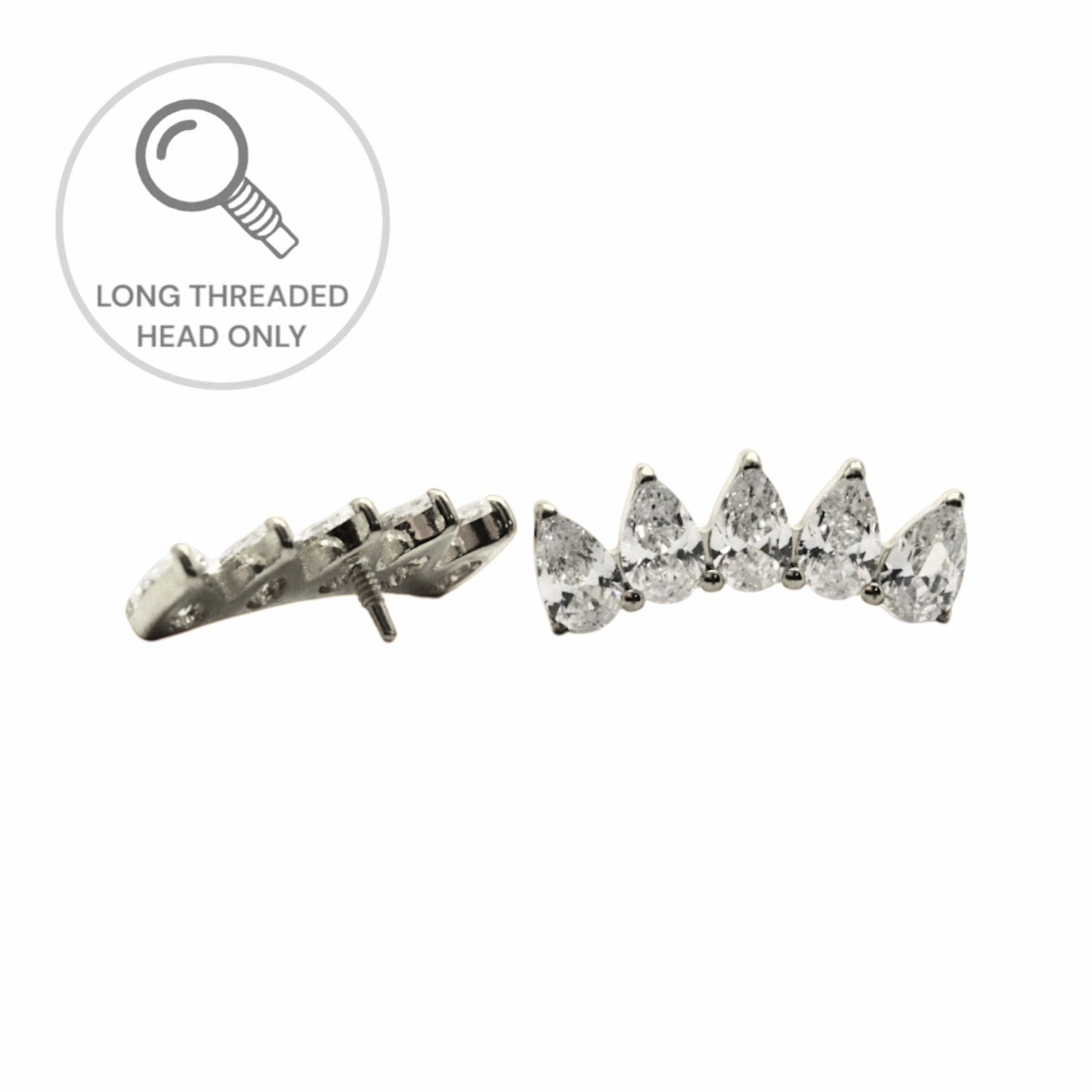 ראש מעוצב- חמש טיפות בשורה קעורה- קטן (גודל כולל 1.1סמ)