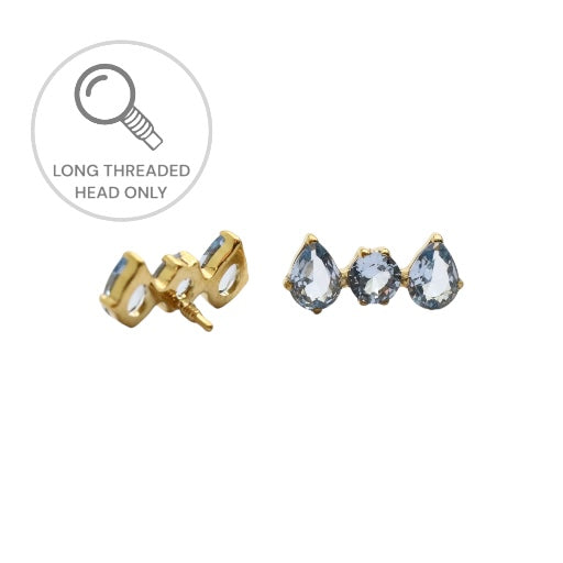 ראש מעוצב- שתי טיפות וזירקון מרכזי - תכלת בהיר (גודל כולל 10ממ)