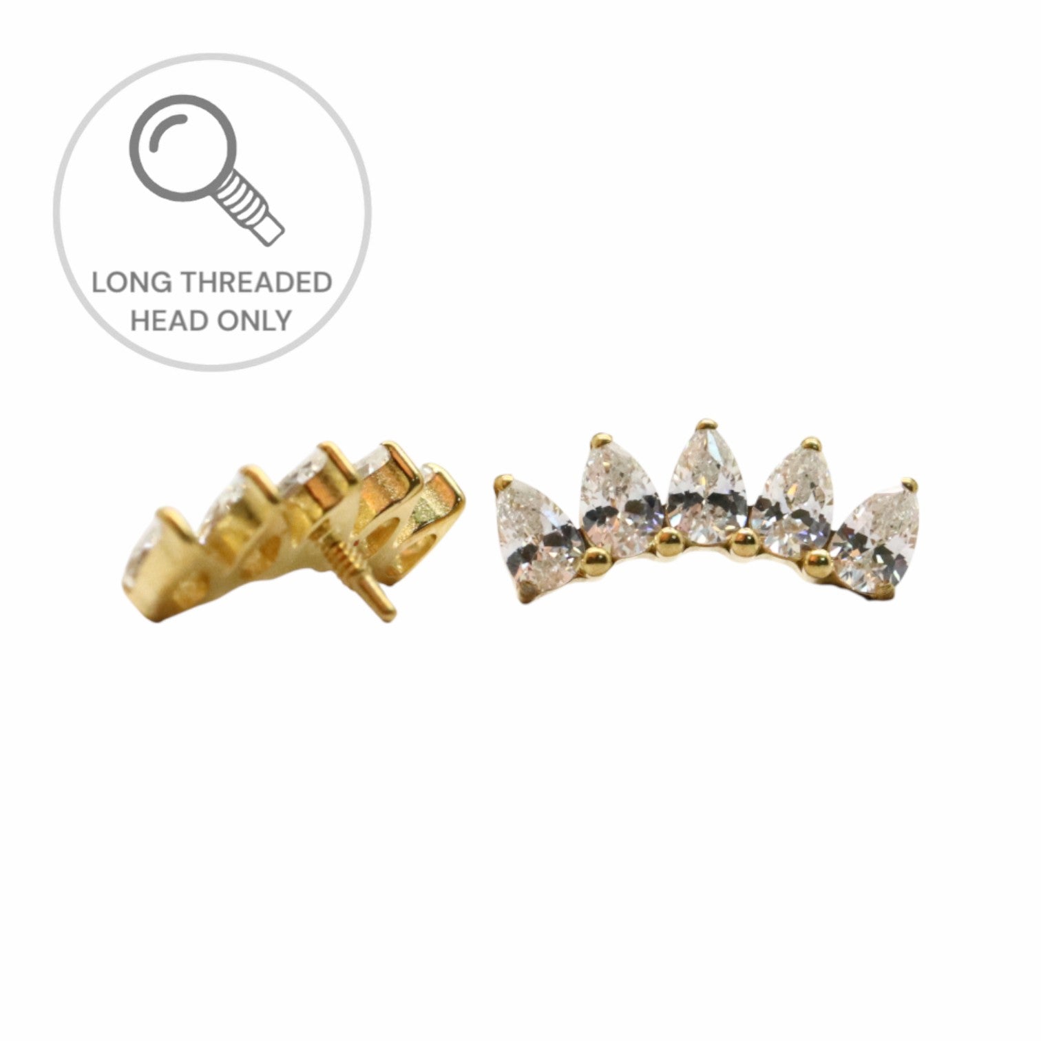 ראש מעוצב- חמש טיפות בשורה קעורה- קטן (גודל כולל 1.1סמ)