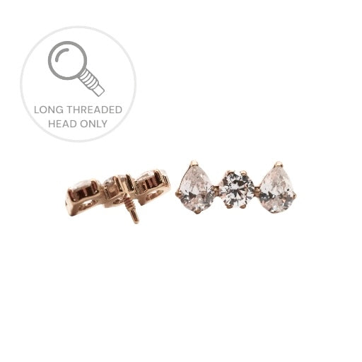 ראש מעוצב- שתי טיפות וזירקון מרכזי (גודל כולל 10ממ)