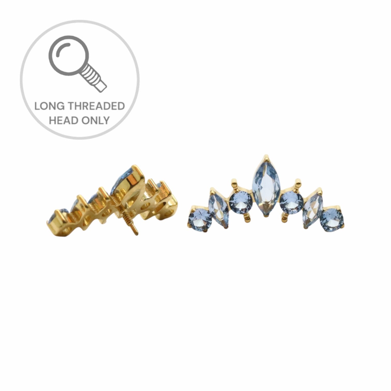 ראש מעוצב- מרקיזות וזירקונים- תכלת (גודל כולל 1.7סמ)