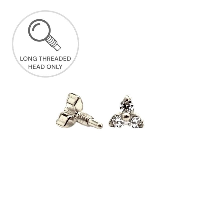 ראש מעוצב שלושה זירקונים קטנים מאוד במשולש (1.5ממ לזירקון)