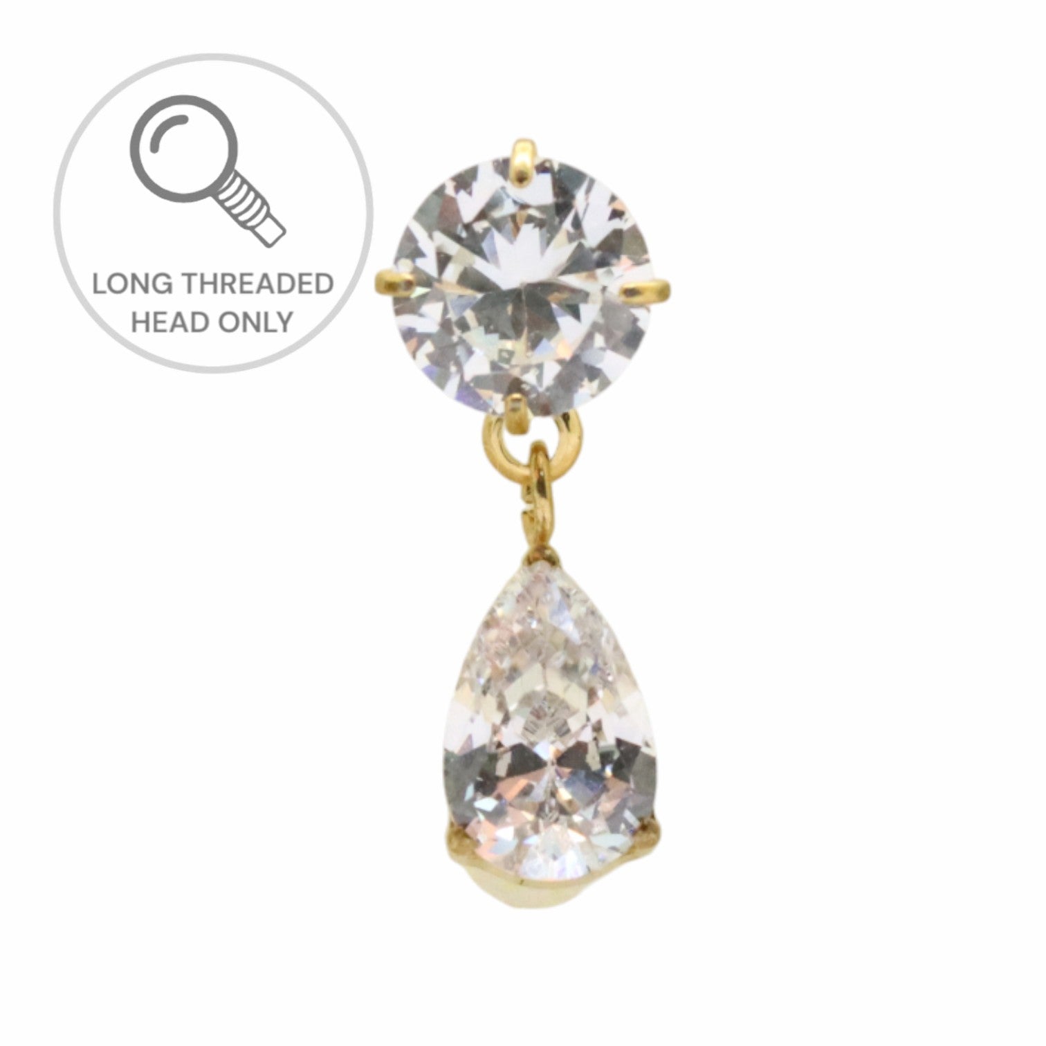 ראש מעוצב-זירקון 5ממ עם צ'ארם טיפה