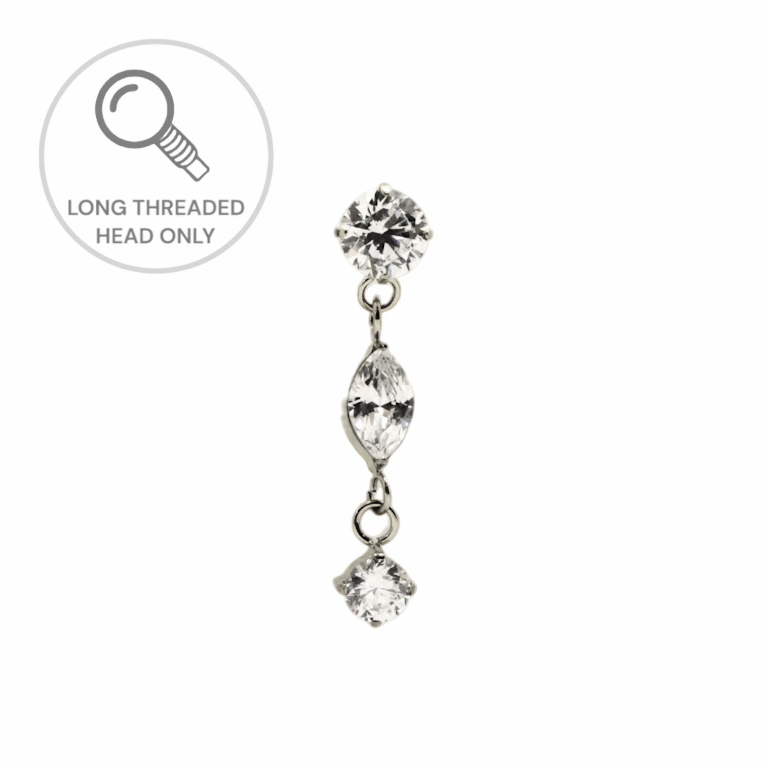 ראש מעוצב-זירקון-מרקיזה-זירקון בשורה נופלת