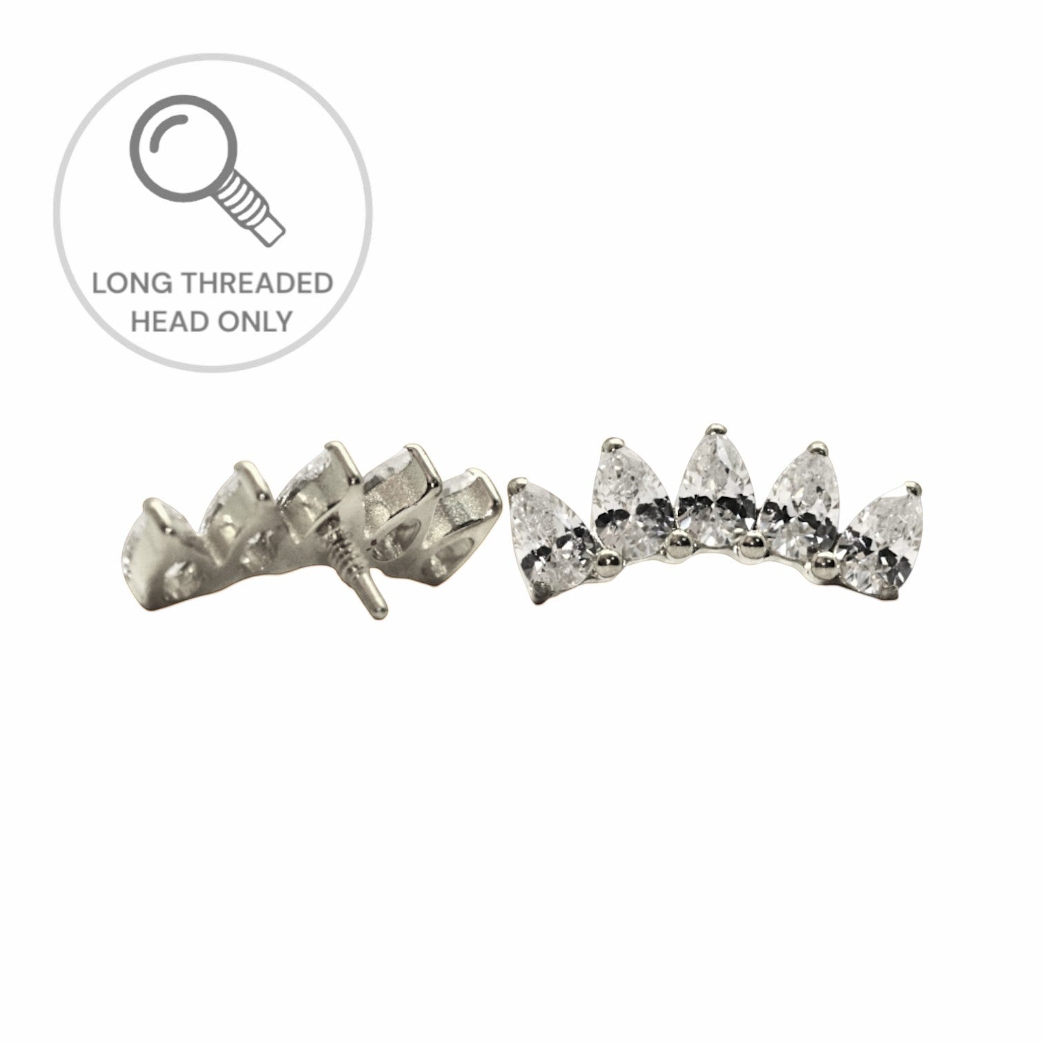 ראש מעוצב- חמש טיפות בשורה קעורה- גדול (גודל כולל 1.4סמ)