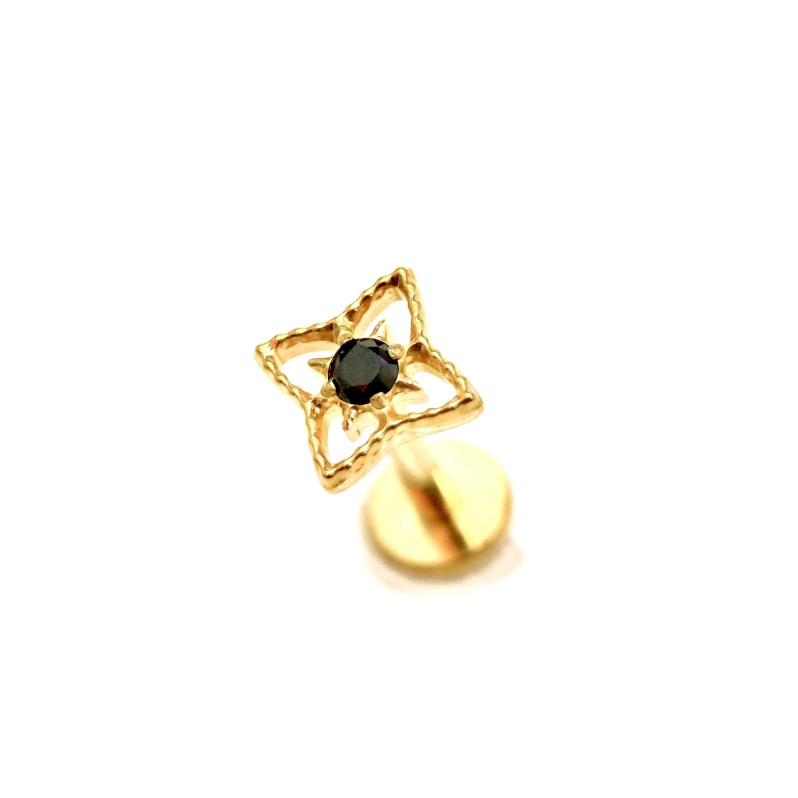 1.2*8 לברט מנדלת ארבע עלי כותרת עם זירקון שחור