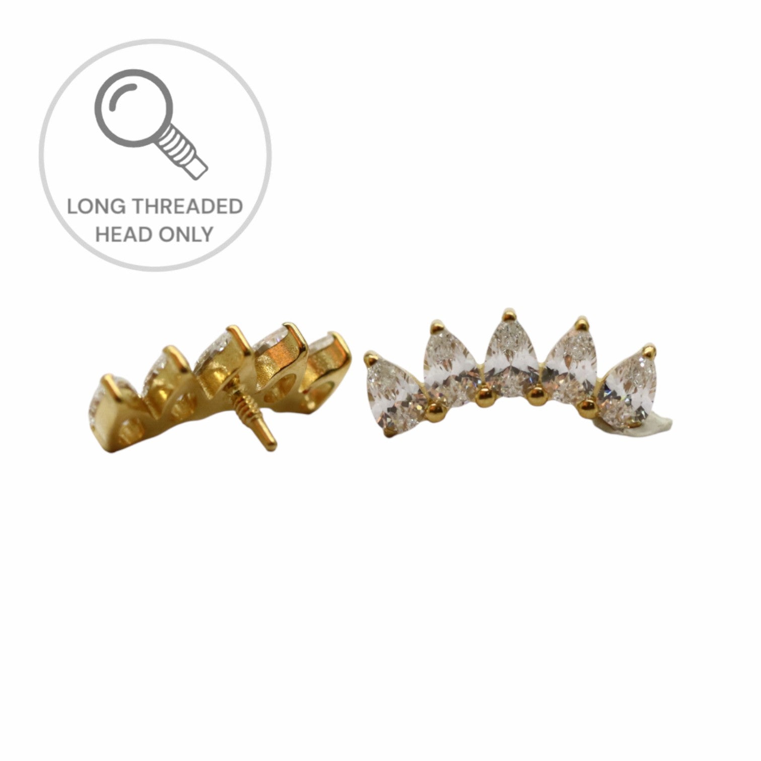 ראש מעוצב- חמש טיפות בשורה קעורה- גדול (גודל כולל 1.4סמ)