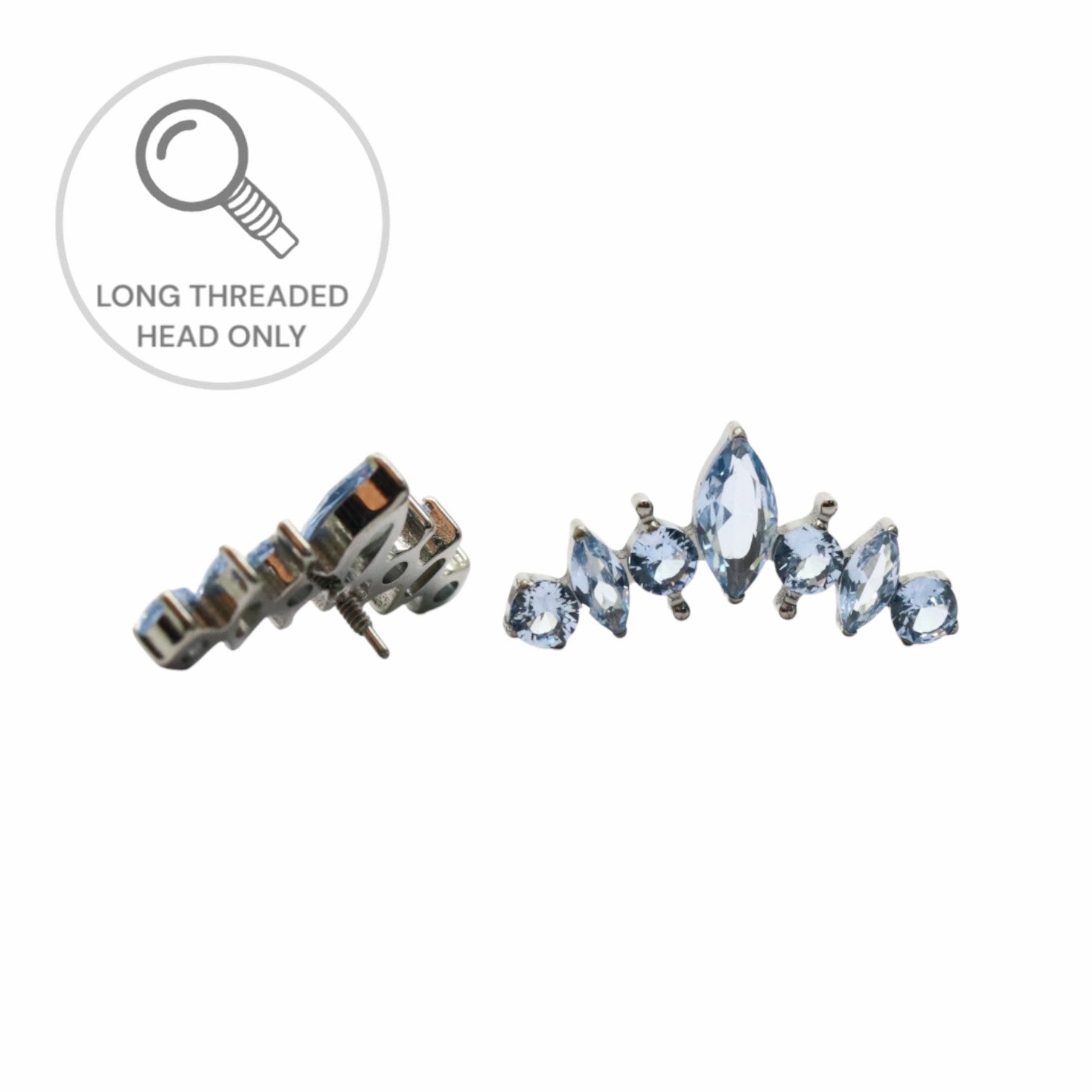 ראש מעוצב- מרקיזות וזירקונים- תכלת (גודל כולל 1.7סמ)