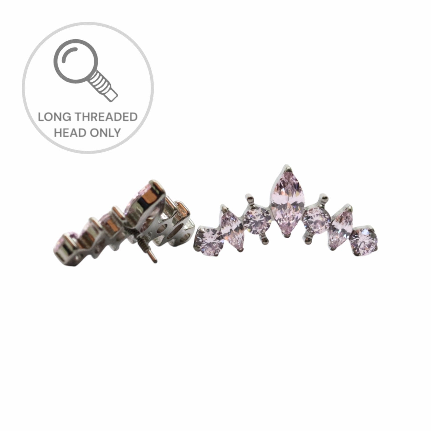 ראש מעוצב- מרקיזות וזירקונים- ורוד (גודל כולל 1.7סמ)