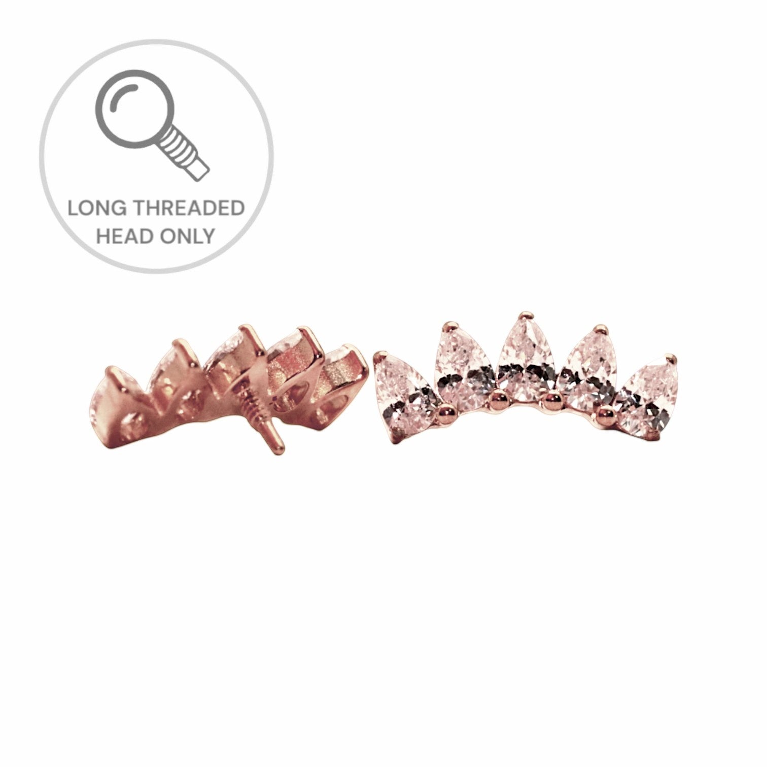 ראש מעוצב- חמש טיפות בשורה קעורה- גדול (גודל כולל 1.4סמ)