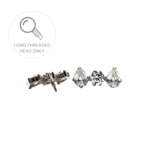 ראש מעוצב- שתי טיפות וזירקון מרכזי (גודל כולל 10ממ)