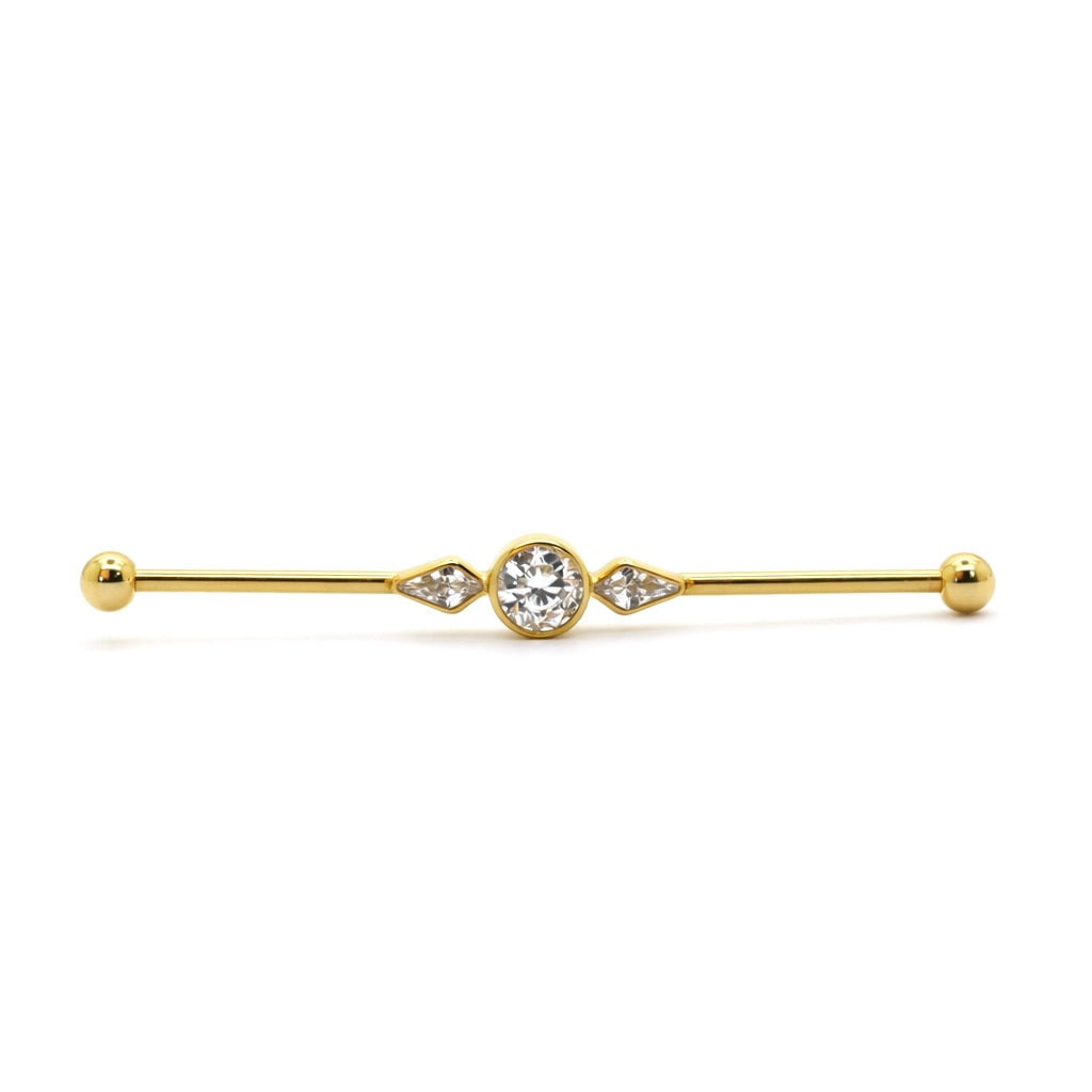 אינדסטריאל מעוצב-זירקון עגול ומעויין מכל צד 1.2*38