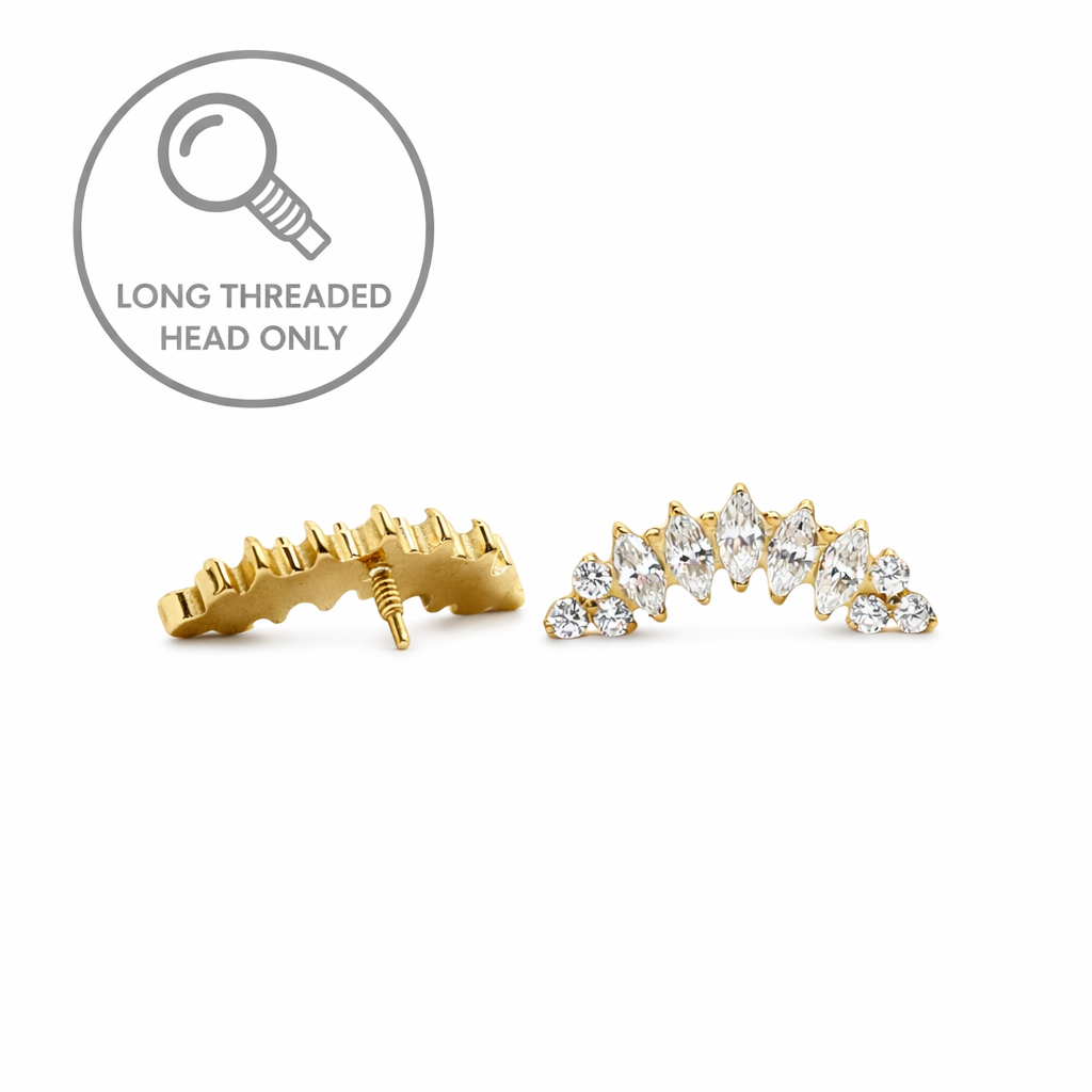 ראש מעוצב- חמש מרקיזות ועיטור זירקונים (גודל כולל 1.2ס"מ)