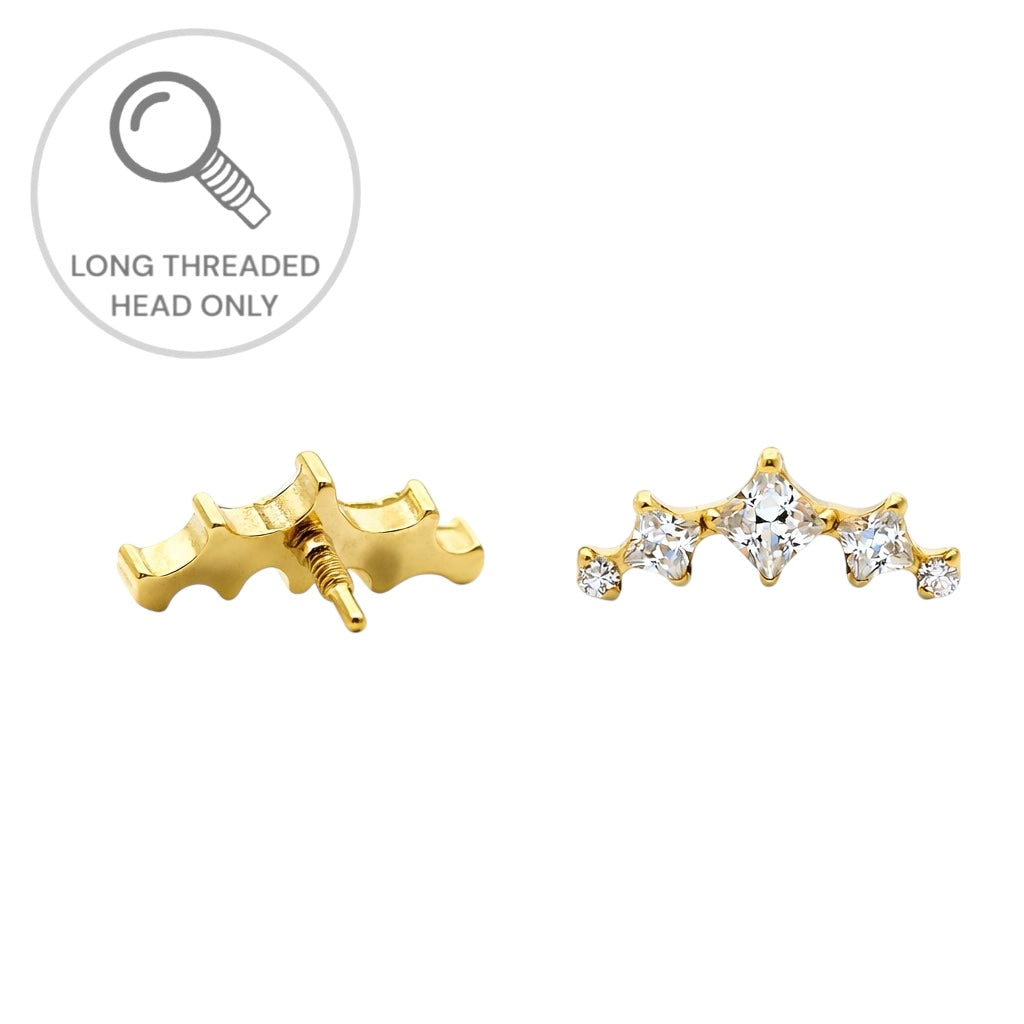 ראש מעוצב- חמישה ריבועים מיניאטוריים בשורה קעורה (גודל כולל- 9ממ)