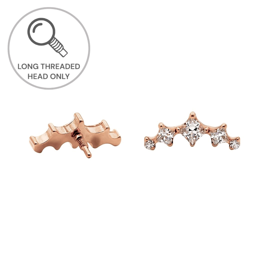 ראש מעוצב- חמישה ריבועים מיניאטוריים בשורה קעורה (גודל כולל- 9ממ)