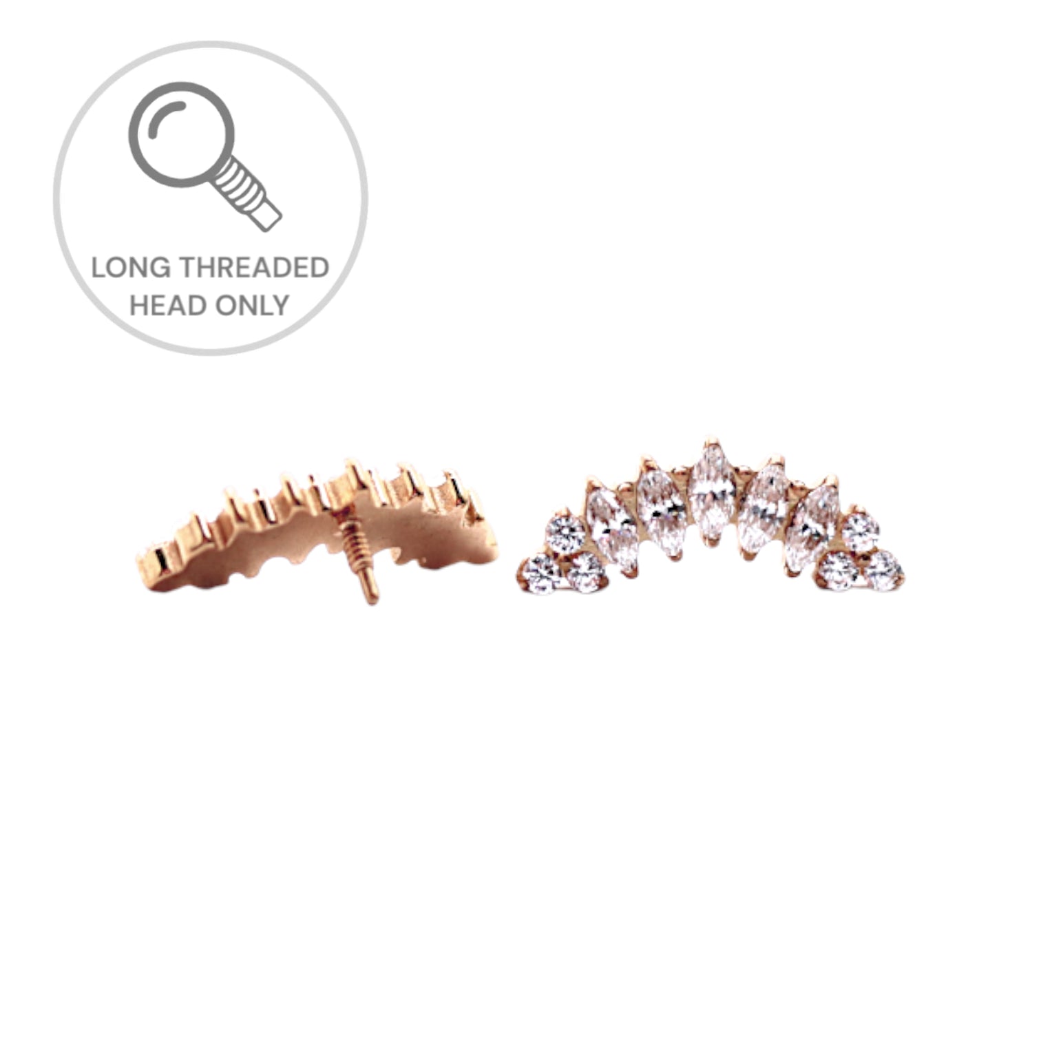 ראש מעוצב- חמש מרקיזות ועיטור זירקונים (גודל כולל 1.2ס"מ)