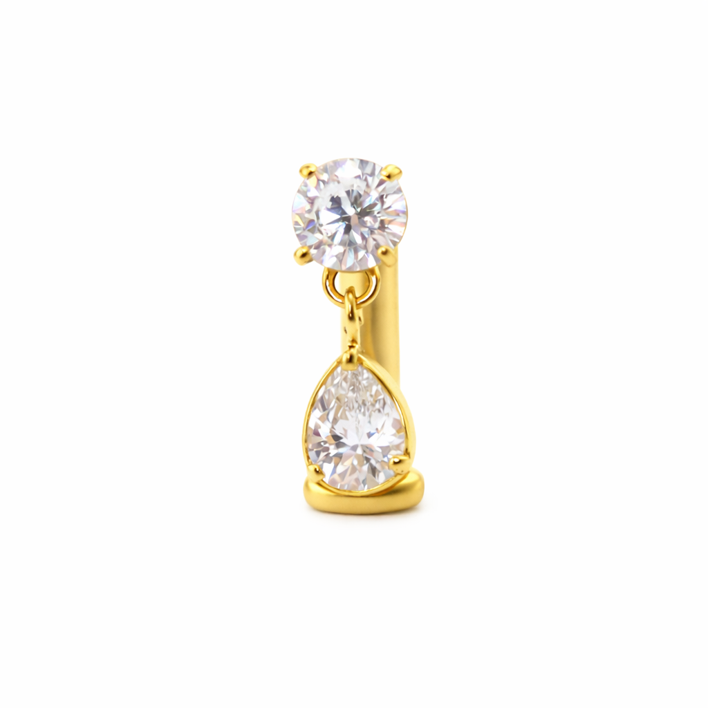 טבור טיטניום צף זירקון 4ממ וצ'ארם טיפה